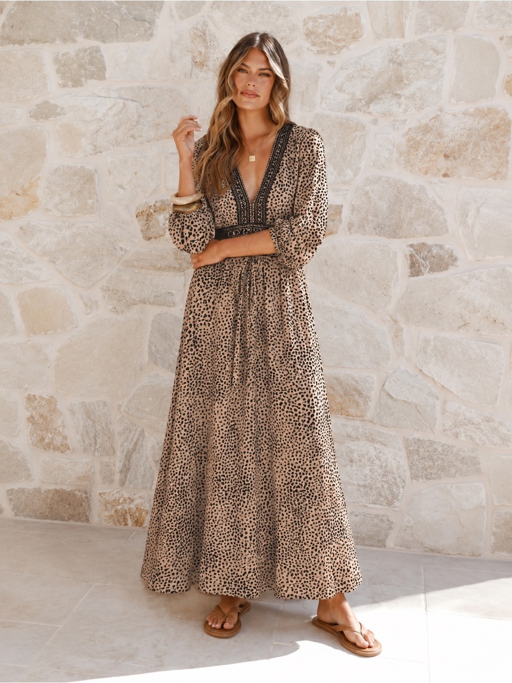 Baltic Born Size Medium Leopard Print Maxi Dress